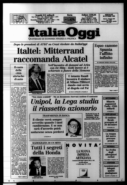 Italia oggi : quotidiano di economia finanza e politica